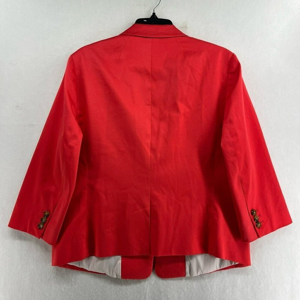 Lands' End Blazer Women's Sz 14 Red One-Button Single-Breasted Striped Lining - Picture 2 of 12